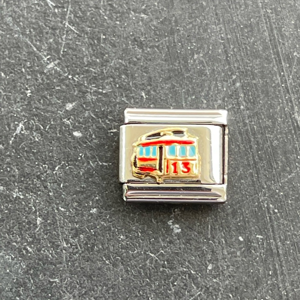 NWOT Zoppini trolly car #13 enameled charm